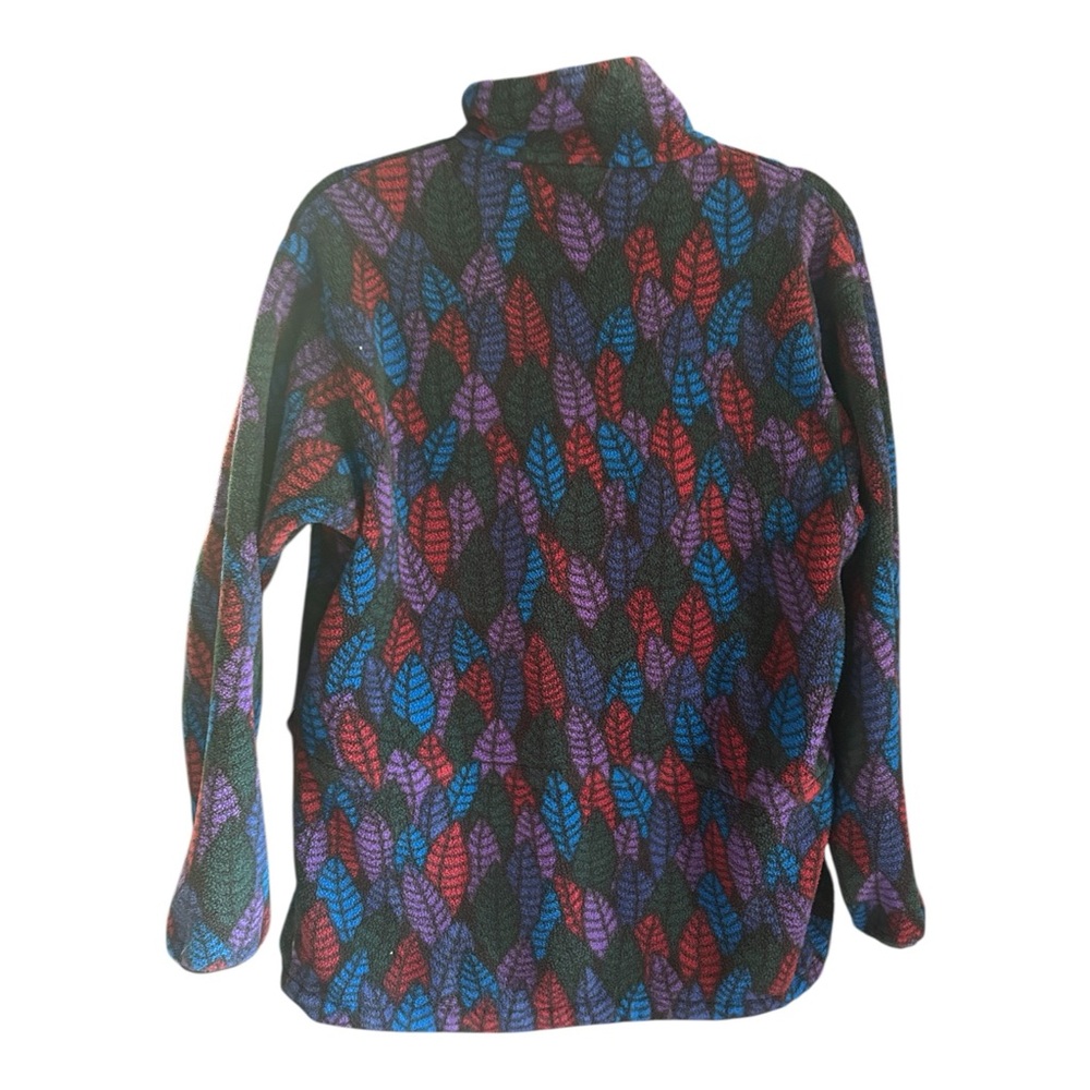 VINTAGE PATAGONIA Synchilla Half Zip Purple Leaf Print Spears Anorak Fleece 10 - Picture 5 of 16